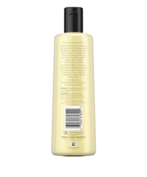 Neutrogena Lightweight Body Oil for Dry Skin, Sheer Body Moisturizer in Light Sesame Formula, 8.5oz - Image 2